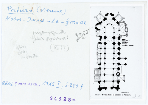 Vorschaubild Poitiers: notre-Dame la Grande, Grundriss (Diakartei), mit Notizen von Wolfgang Schöne 